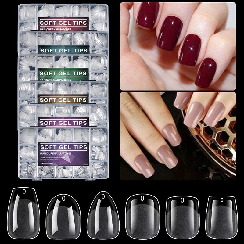 360Pcs/Box Fake Nails Transparent Frosted French Almond Acrylic Water Drop False Nail Tips For Extension Tip Manicure Tool