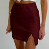 Elegant Satin Embroidery Pencil Skirts Summer High Waist Lace Split Mini Skirts For Women Fashion Slim Skirt Female