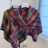 New Fashion Plaid Versatile Shawl Warm Scarf High End Temperament Triangle Scarf Autumn and Winter Warm Women's Scarf
