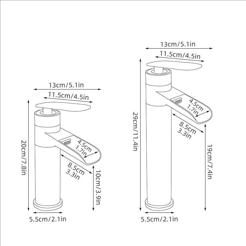 Antique Basin Faucets Waterfall Faucet Bathroom Black Sink Taps Single Lever Hot and Cold Water Mixer Taps Black White