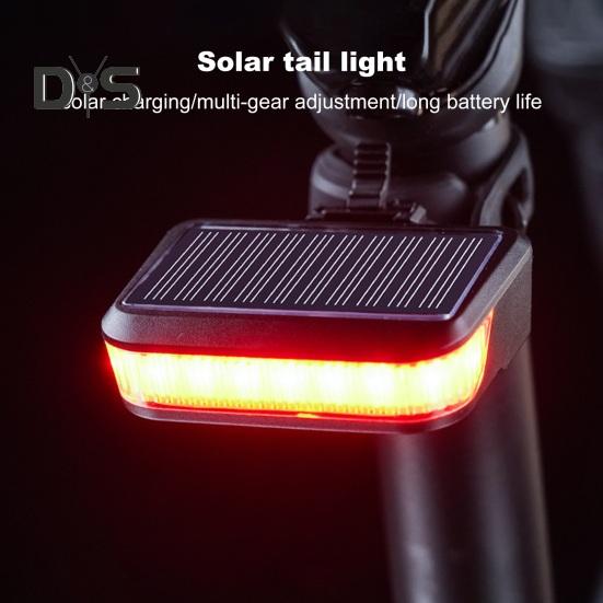 Solar Bicycle Tail Light Adjustable Rechargeable MTB Road Mountain Bike Lamp Waterproof 30LM Night Riding Bike Warning Rear Lamp