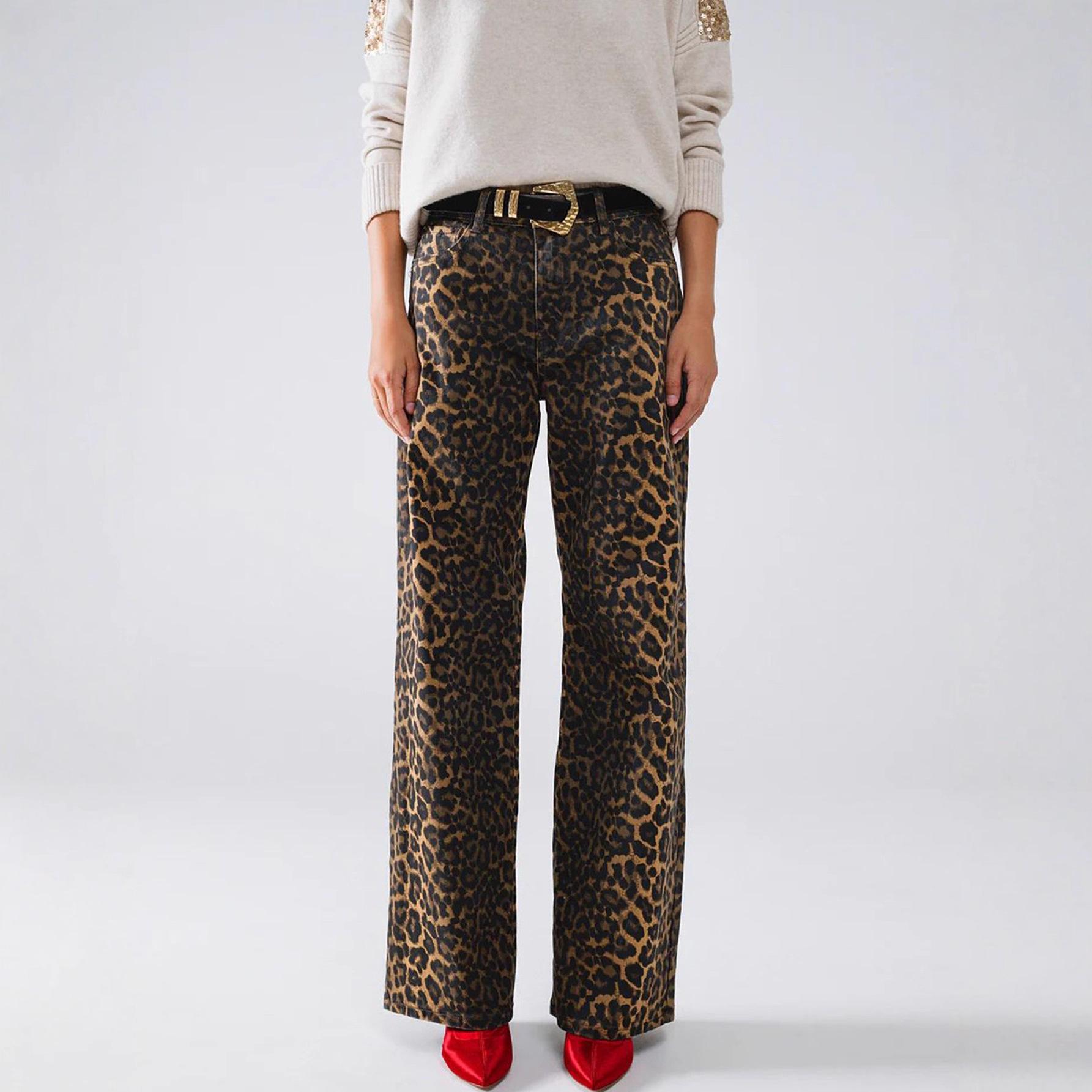 

Fashion Leopard Print Straight-Leg Denim Pants EU/US XL/12