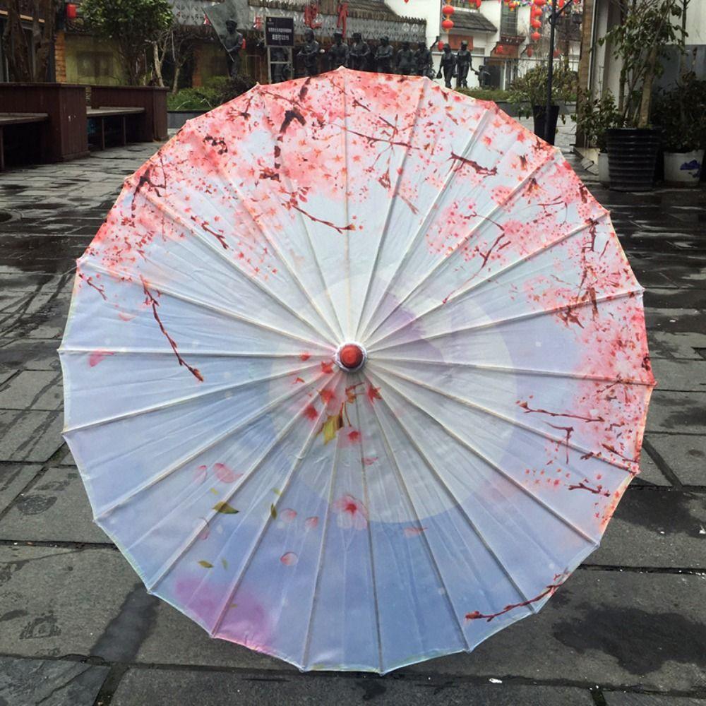 Waterproof Silk Cloth Women Umbrella Rain Proof Costume Parasol Flower Oil Paper Umbrella  Party