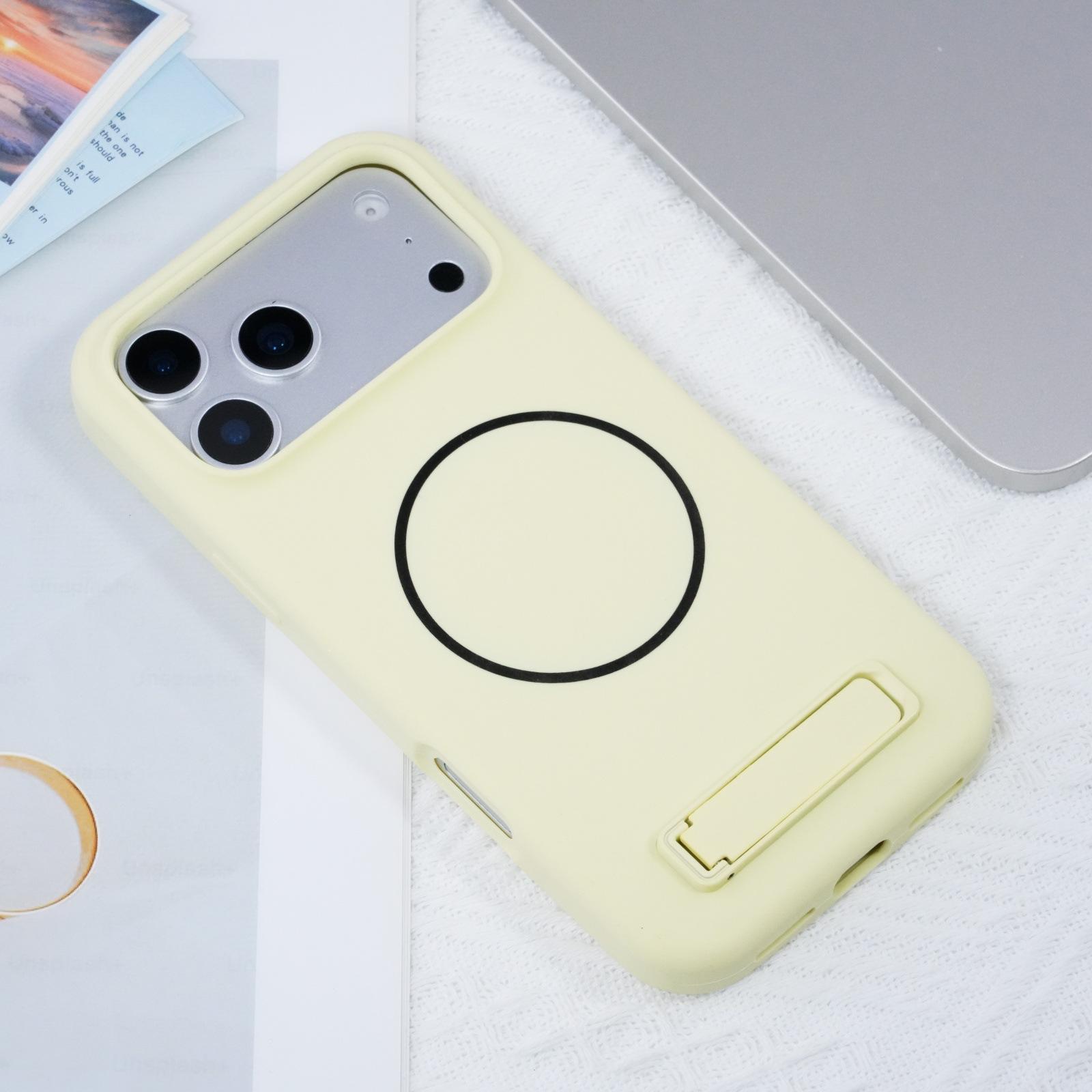 case for 17 pro max Liquid silicone magnetic wireless charging phone case protective cover integrated stand full coverage shell iPhone17