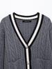 Spring 2025 Women's Fashion Cable Knit Cardigan - European & American Style