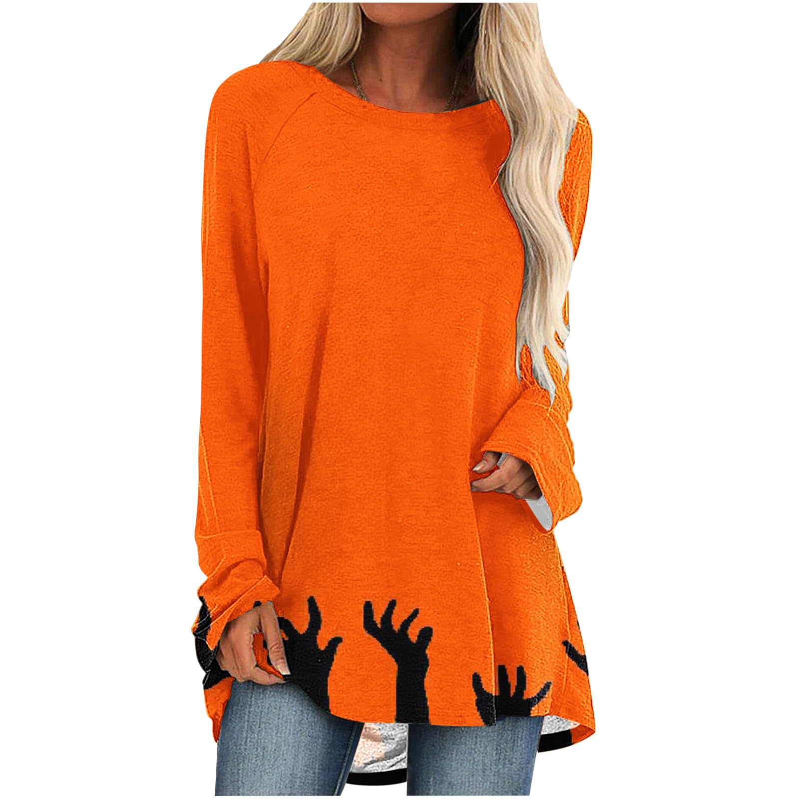 

Футболка с принтом «Страшный Хэллоуин», паутина, руки на кладбище, 3D-принт, женские футболки с длинным рукавом, уличная одежда, женские туники, футболки, топы, одежда 2XL