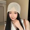Women's Spring Summer 3D Lace Slouchy Hat Breathable Thin Hollowed-Out Head Covering Hat Street Versatile Niche Pull-On Hat