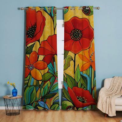 Cortinas florais modernas minimalistas, 2 painéis, folha verde da floresta tropical, sala de estar, quarto, decoração de varanda, 3D