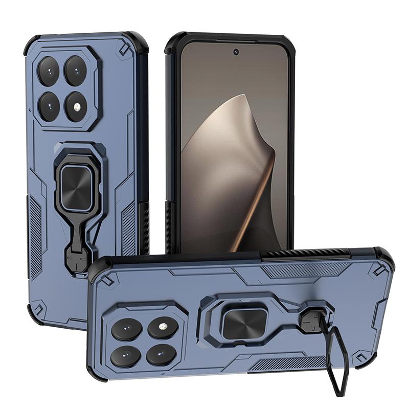KEYSION Shockproof Armor Case for Xiaomi 15T Pro Silicone+PC Upright Metal Live Ring Stand Phone Cover for Xiaomi 15T 15T Pro 5G