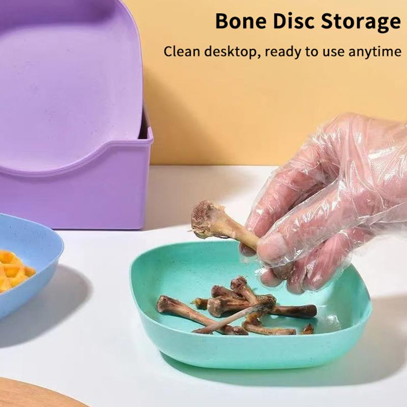 10Pcs Snack Plate Macaron Color Simple Straw Bone Spitting Plate Set Candy Fruit Cookie Cake Storage Tray Kitchen Accessories