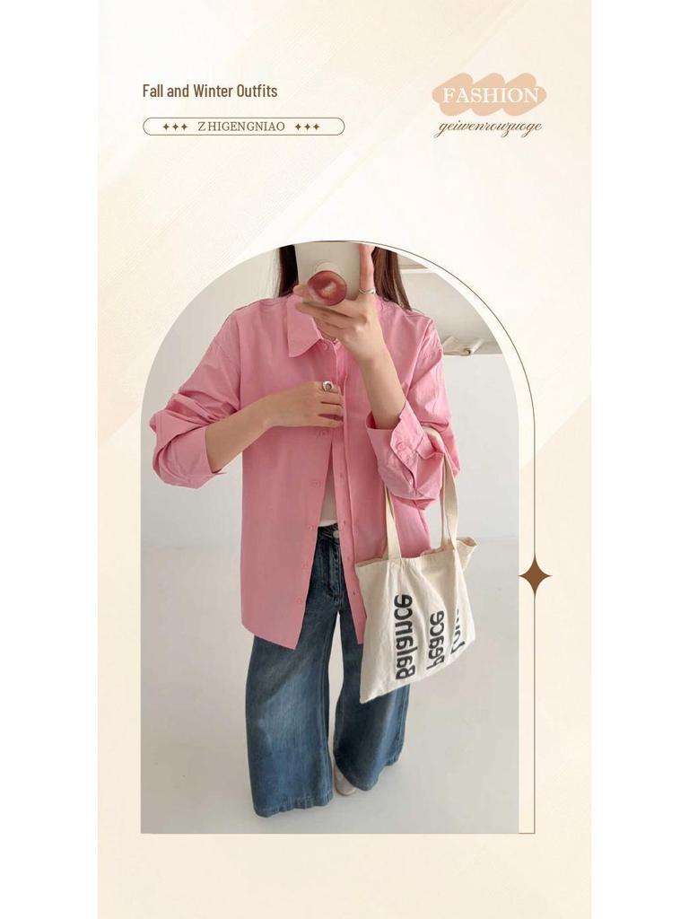 Women's Stylish Summer Long-Sleeve Buttoned Waist-Cinched Top Shirt