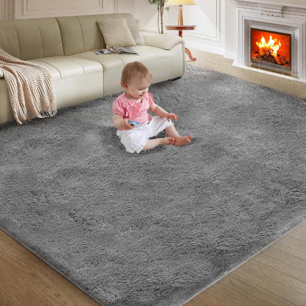 Alfombra Ultra Suave para Sala de Estar, Alfombra de Felpa de Pelo Largo para Dormitorio, Decoración para Habitación de Adolescentes, Dormitorio Universitario, Guardería, Hogar, Felpudo Duradero Antideslizante