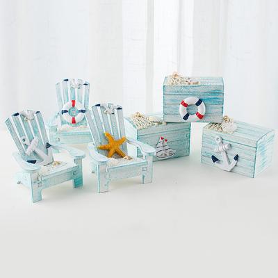 Mediterranean Style Mini Beach Chair Decoration Children Room Ocean Style Nursery Desktop Small Box Decoration Shooting Props