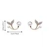 Exquisite Design Fish Tail Earrings Zircon Fish Tail Stud Earrings Pearl Crystal Earrings  Commute
