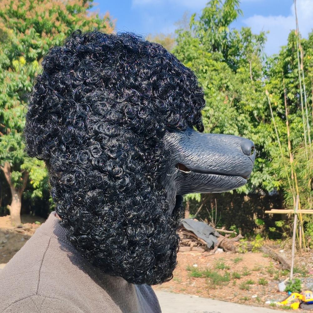 White Black Poodle Mask Animal Pet Dog Latex Hood Funny Masquerade Props Plush Dog Hood