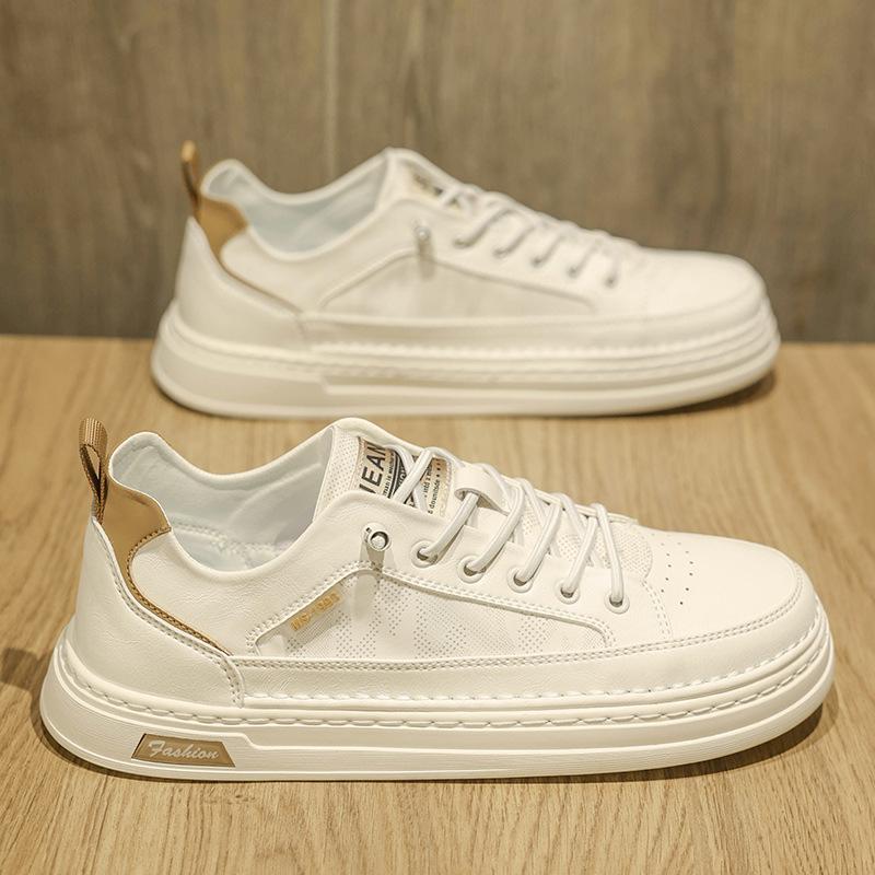 

Дышащая мужская обувь на плоской подошве в стиле кэжуал, лето, новый стиль, спортивные, трендовые, белые кроссовки из синтетической кожи, резиновая подошва 44