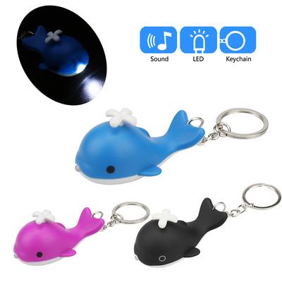 Luminous Xmas Gift Emergency Flash Light With Sound LED Whale Shape Keychain