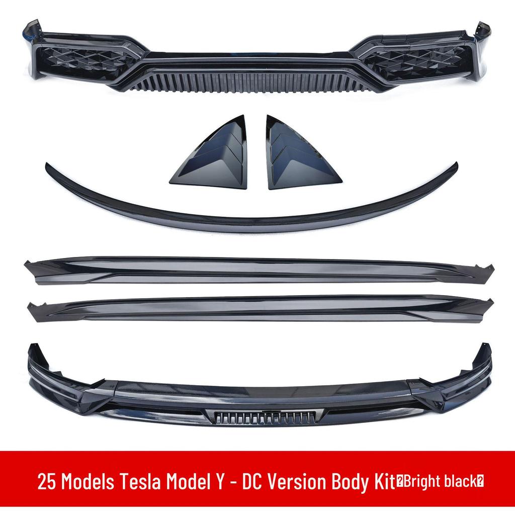 Tesla Model Y 2025 Body Kit: Rear Spoiler, Front Lip, Side Skirts, Tail Wing, Rear Diffuser, and Lip Extensions