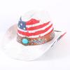 American Flag Cowboy Hat Popular Men's and Women's Sunshade Top Hat Independence Day Party Western Style Fashion Straw Hat