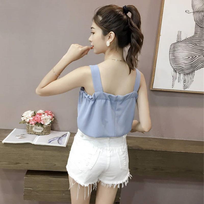 Camisole Women's Outer Wear In Blouse Summer with A Loose Design Sexy Off-the-shoulder Top Shirt