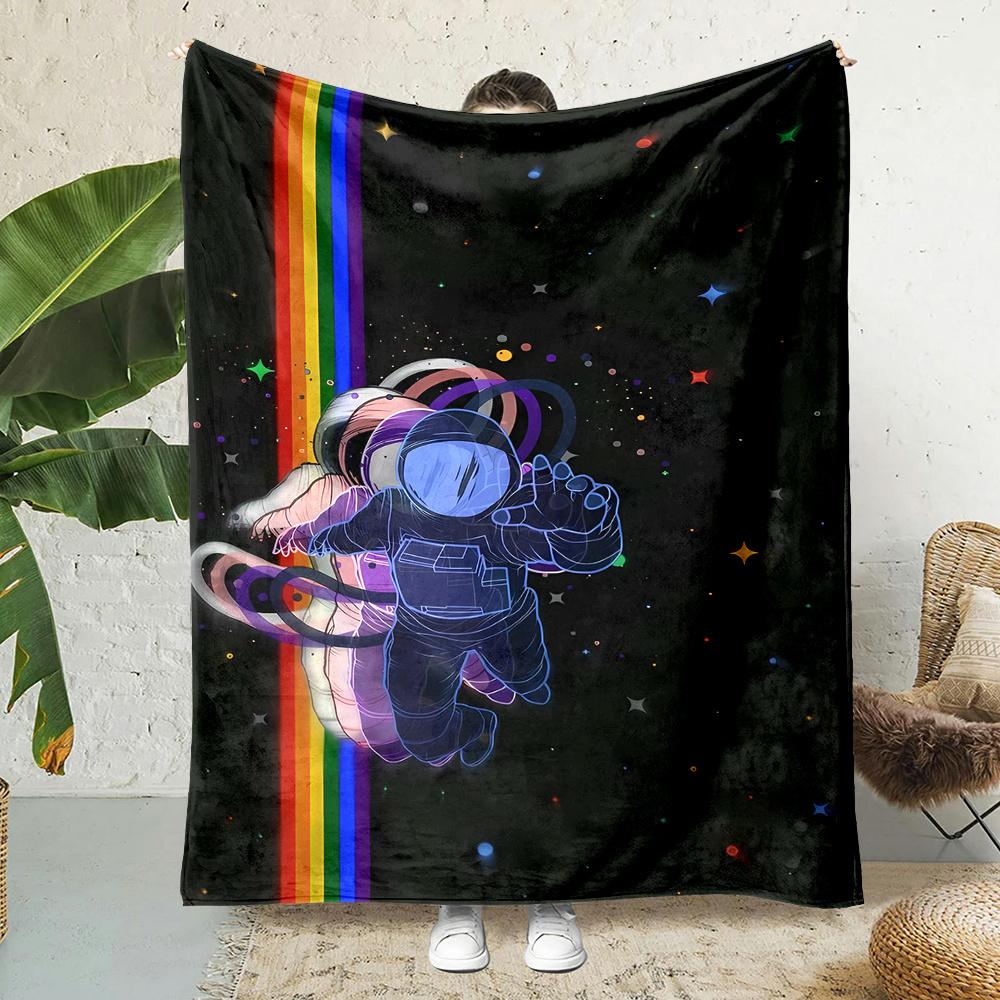 

Astronaut and Stars Space Theme Flannel printed blanket suitable for all seasons suitable for living room office sofa and travel 75x90cm