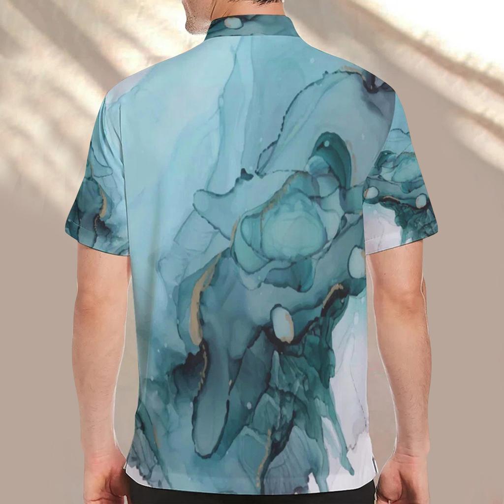 Mens Fashion Ethnic Short Sleeve Casual Printing Hawaiian Shirt Blouse T-shirt