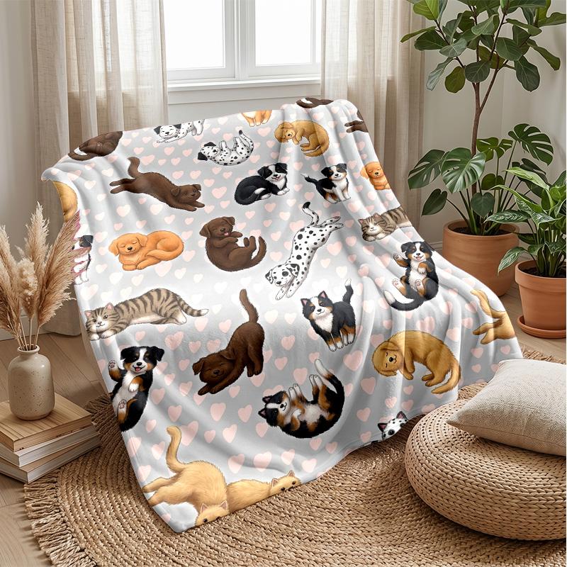 Canine Cloudy Dreamscape blanket Personalized Name Flannel Blanket Soft Cozy Plush Throw for Sofa Bed Lightweight Home Decor