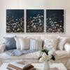Dark Wildflowers Print Set of 3 Botanical Landscape Navy Blue Wall Art Wildflower Field Printable Modern Farmhouse Wall Decor