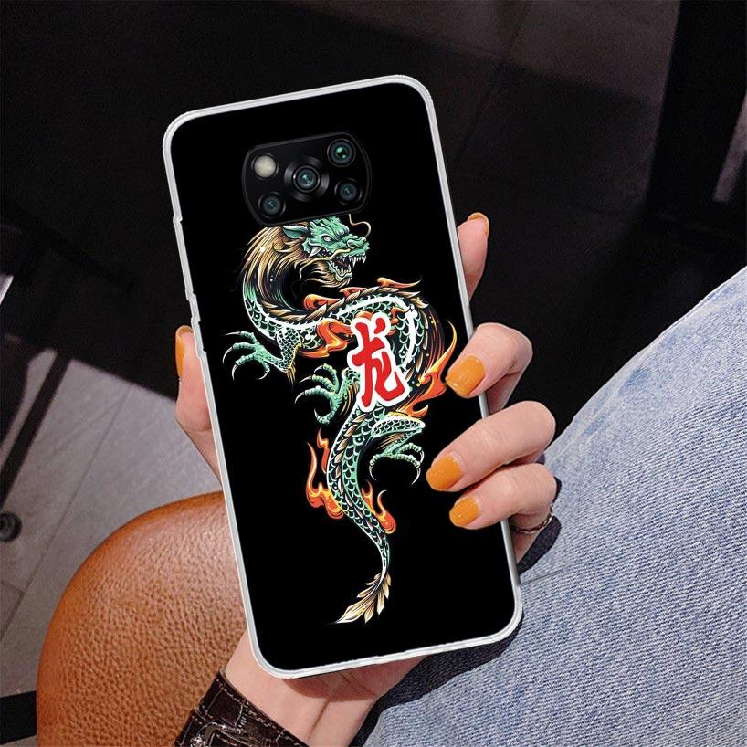 Asian Dragons Animal Tattoo Phnoe Case for Xiaomi Poco X5 X6 X7 Pro X4 Gt F7 Ultra M8 M7 Redmi 15C 15 13C 13 12C 12 Unique Cover
