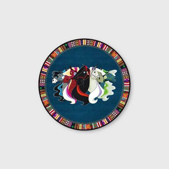 

Disney Horse Ethnic Style Circular Floor Mat Living Room Sofa Bedroom Rug Light Luxury Anti Slip Carpet Home Decoration 40x40cm