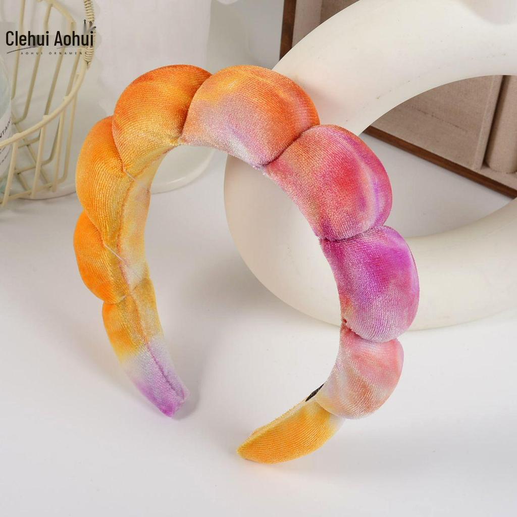 Gold Velvet Spa Headband & Wristband Set for Face Washing & Makeup