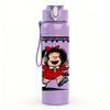 1PC Dancing Girl Cartoon Print 750ml Color Plastic Sports Water Bottle Leakproof Flip Straw Lid For Sports Office Home Use