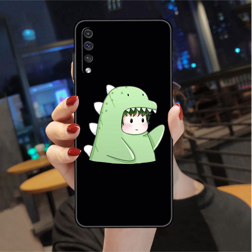 Dinosaur Cartoon Case For Samsung Galaxy A50 A70 M52 A30 A20s A20e A10 A40 A10s M51 M31 M30s M13 5G Black Phone Cover