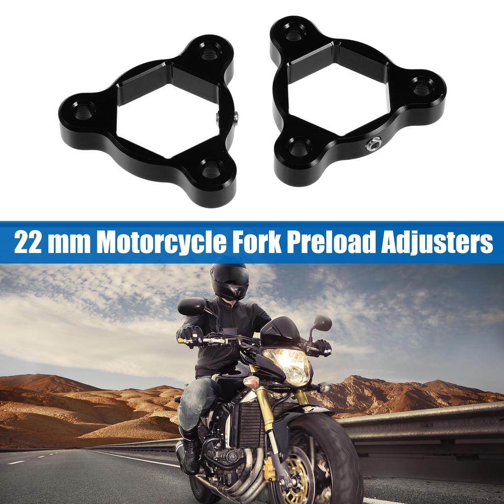 ACROPIX 22mm Black Aluminum Alloy Racing Motorcycle Rider C N C Fork Preload Adjuster