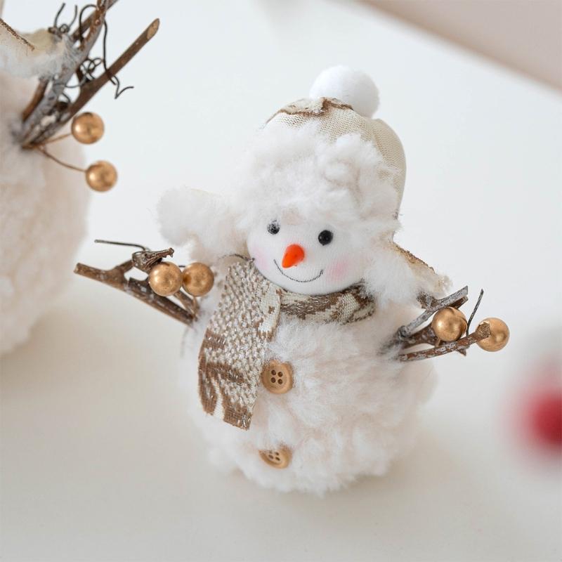 Christmas Snowman Decorations Plush Snowman Doll Tabletop Ornaments Party Supplies for Home Bathroom Kitchen