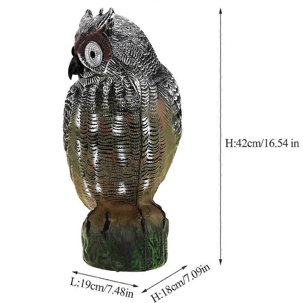 Solar Powered Owl Hunting Decoy Bird Scarer Deterrent Pest Control Garden Decor Eye Glow