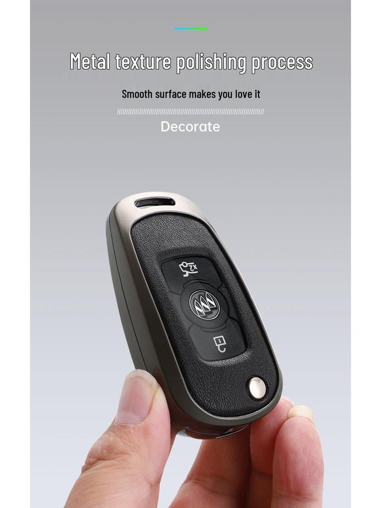 Leather Metal Car Key Cover for 16-17 Buick Verano GS Sedan/Hatchback