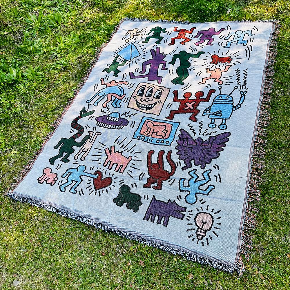 

Проволочное одеяло Одеяло для кемпинга Одеяло для пикника Одеяло для дивана Многофункциональное Этническая волна Западное Азиатское одеяло Уличное одеяло 90x210cm