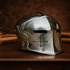 Silver Barbuda Helmet Medieval Knight Role Play Helmet With Stand Liner And Chin Strap Gift Halloween