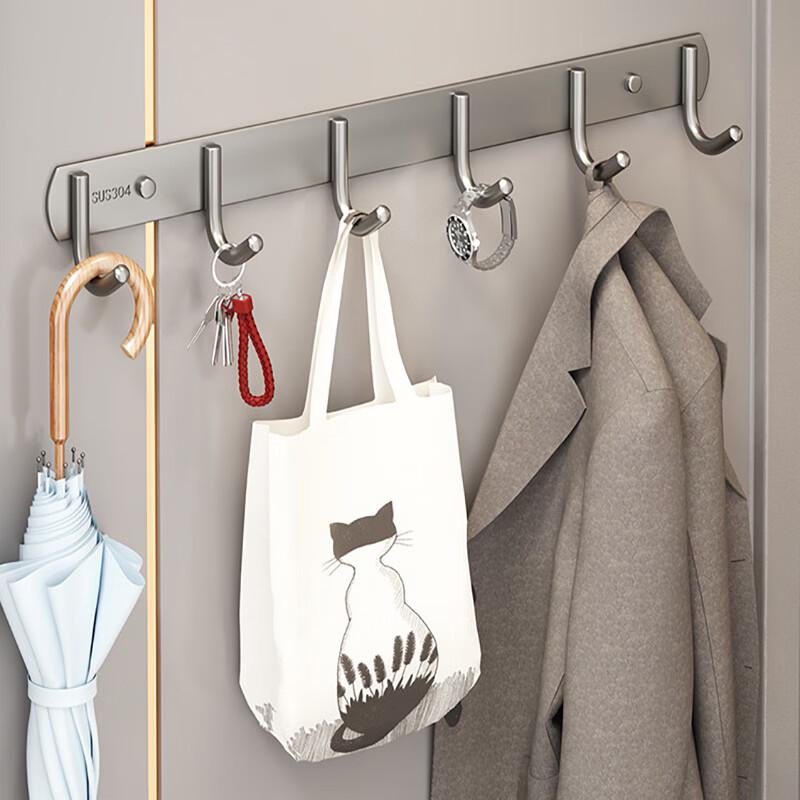 DANLE No-Drill Adhesive Stainless Steel Hook Rack