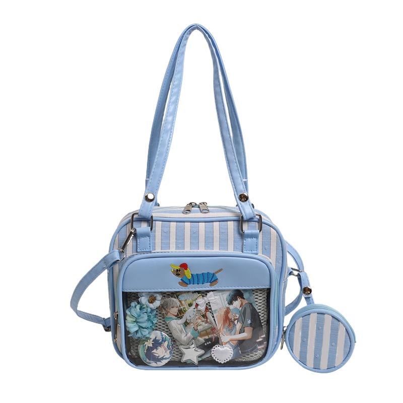 Japanese Cute Transparent Pain Bag 2025 New Large-capacity Shoulder Crossbody Handbag Female Students Class Bag Tide