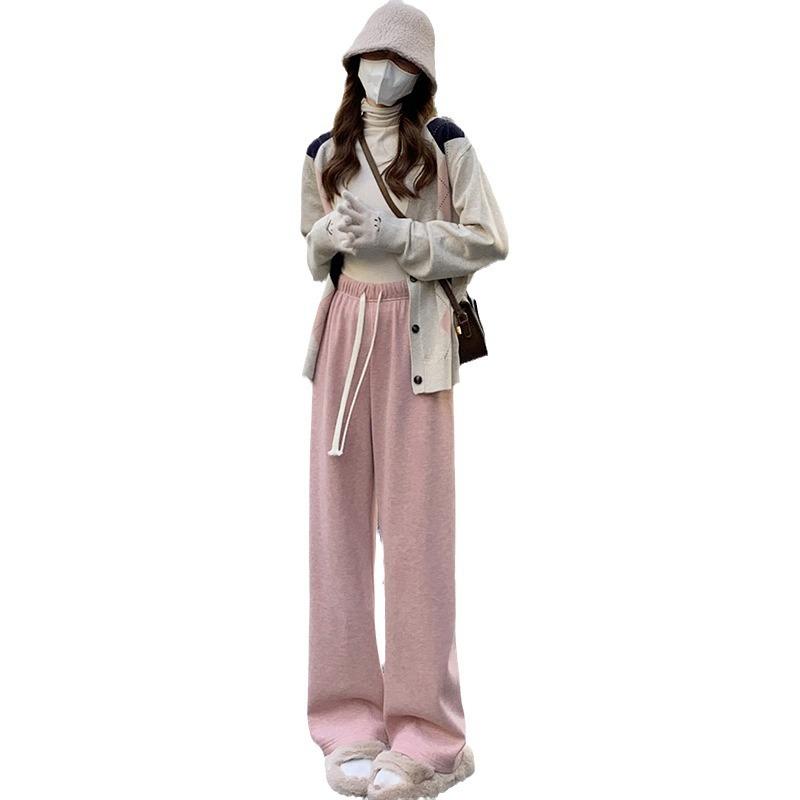 Casual Wide-leg Pants Women's Autumn and Winter New High-waisted Drape Piled Thickened Thermal Straight-leg Pants