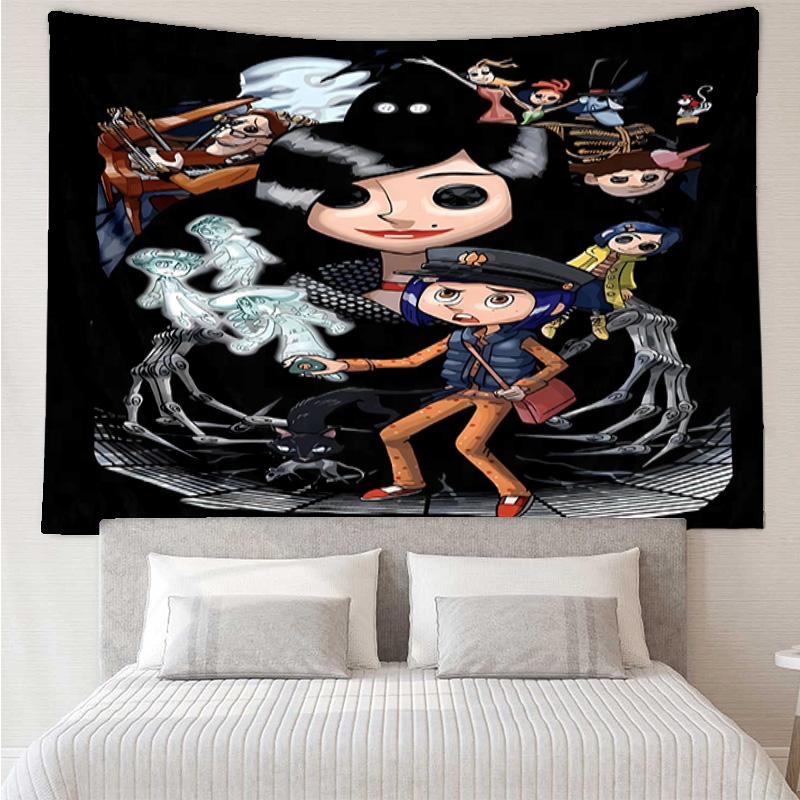 Coraline Tapestry for Bedroom Aesthetic Classroom Tapestries Wall Hanging for Living Room Dorm Office,Ideal Creative Gift