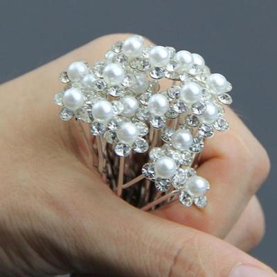 20 pezzi forcine per capelli da sposa a forma di U con perle finte e strass