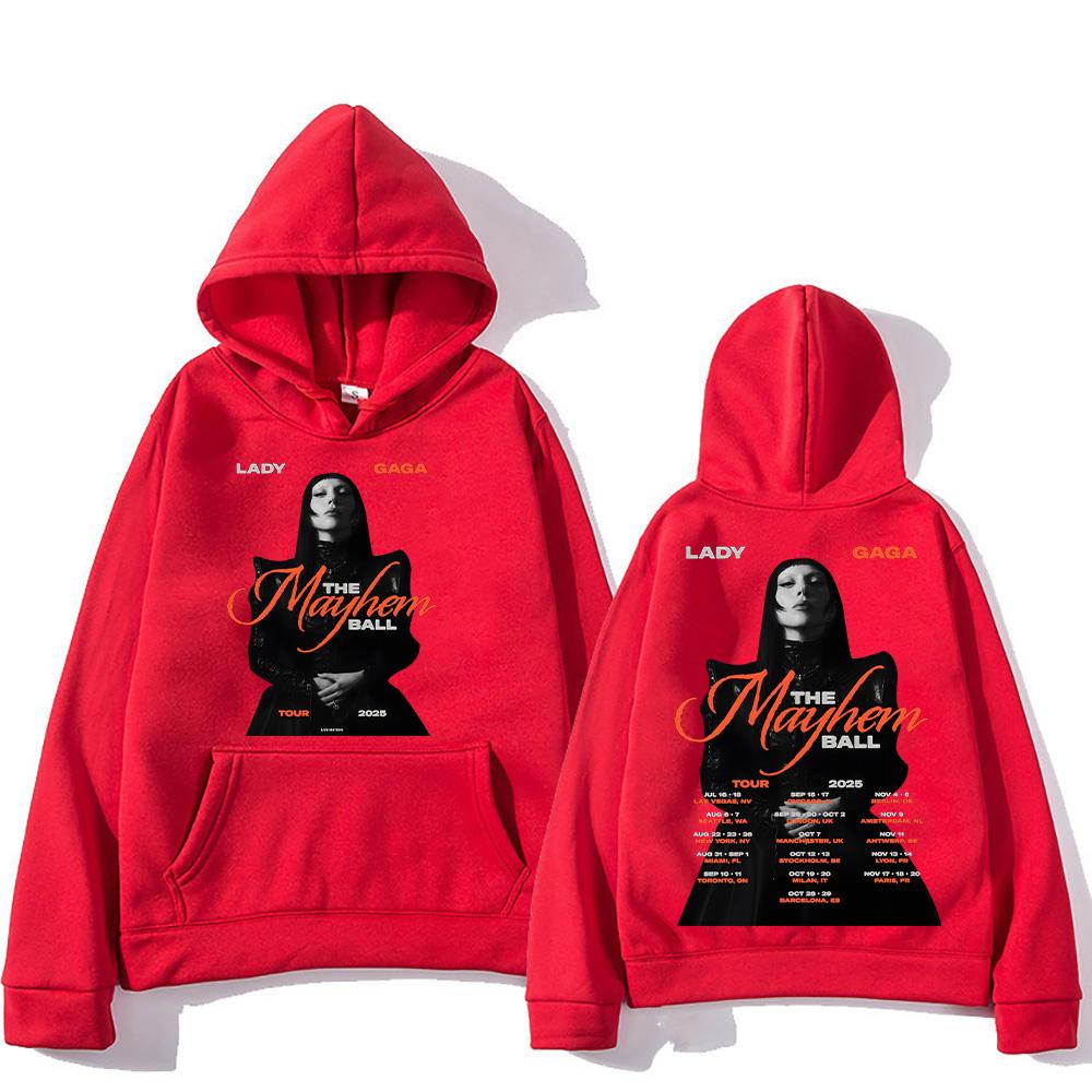 

Lady Gaga The Mayhem Ball Tour 2026 Hoodies Fashion Grunge Women Men Pullover New Aesthetic Sweatshirts Loose-fit Streetwear Y2k XS красный