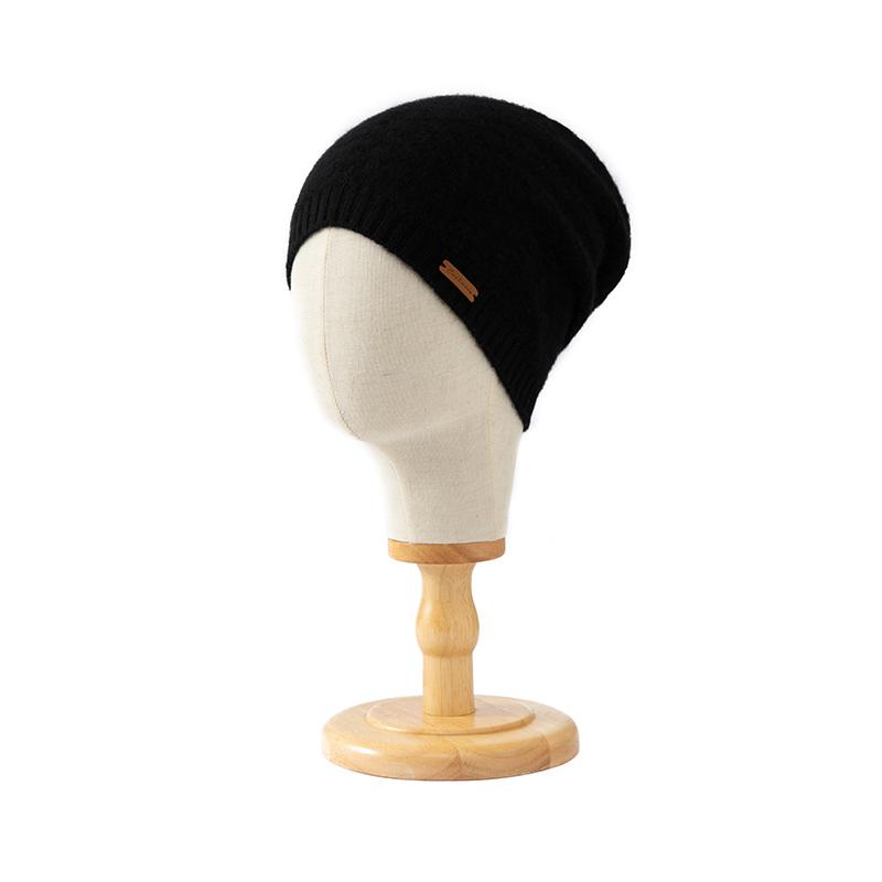 Women 100% Pure Cashmere Knit Beanie Hat Grid Pattern Winter Warm Soft Cozy Headwear Casual Cap Cold Weather Accessory