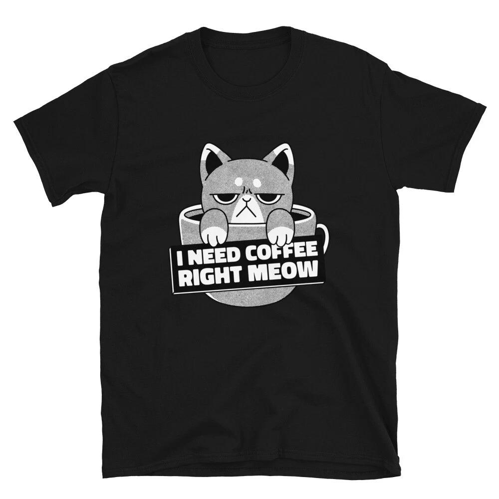 Right Meow Cat & Coffee Lovers T-Shirt 2XL