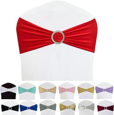 10/50 Stück Polyester Spandex Stuhlschärpen Bänder Stretch Stuhlbinden Schleifen mit Schnallen Schieber für Hochzeitsbankett Party Dekoration