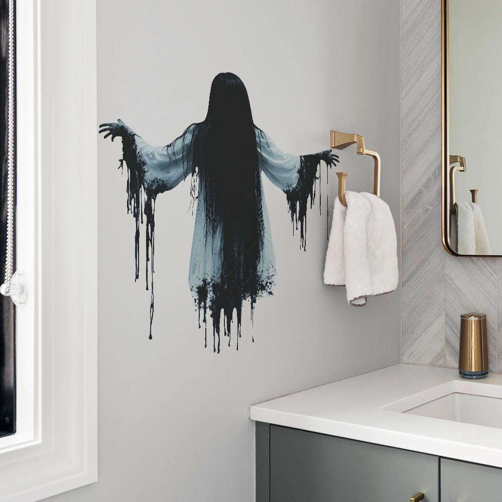 Halloween Horror Faceless Female Ghost Home Atmosphere Decoration Stickers