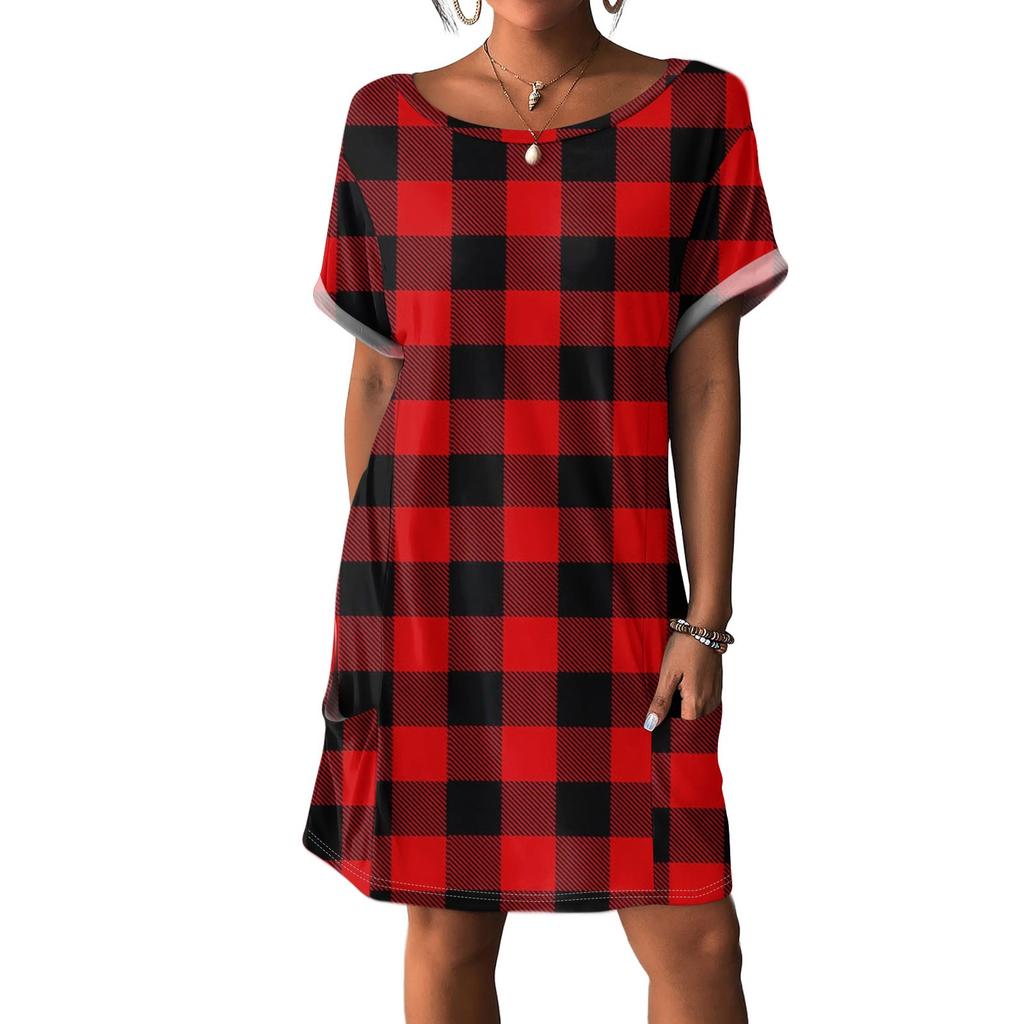 Women's Dresses T-Shirt Dresses With Pockets Solid Color Casual Beach Dresses